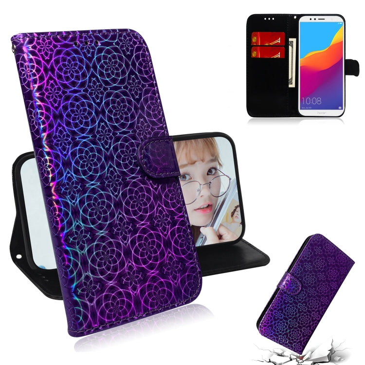 For Huawei Y6 2018 / Honor 7A Solid Color Colorful Magnetic Buckle Horizontal Flip PU Leather Case with Holder & Card Slots & Wallet & Lanyard