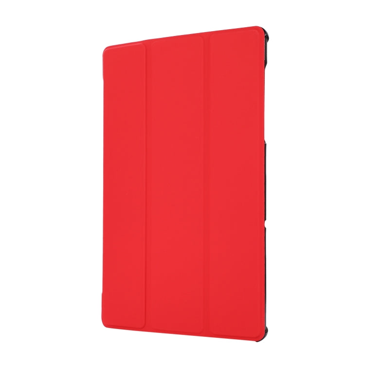 3-folding Skin Texture Horizontal Flip TPU + PU Leather Case with Holder For Lenovo M10 Plus