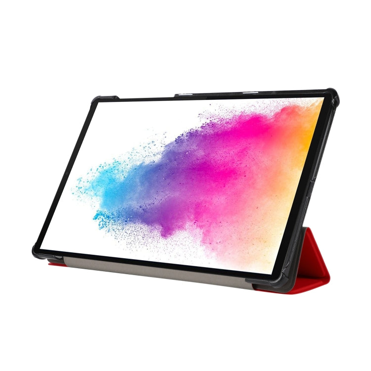 3-folding Skin Texture Horizontal Flip TPU + PU Leather Case with Holder For Lenovo M10 Plus
