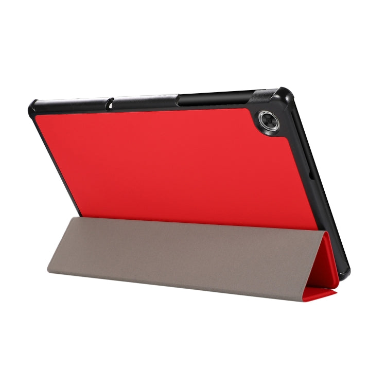 3-folding Skin Texture Horizontal Flip TPU + PU Leather Case with Holder For Lenovo M10 Plus