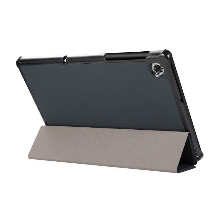 3-folding Skin Texture Horizontal Flip TPU + PU Leather Case with Holder For Lenovo M10 Plus