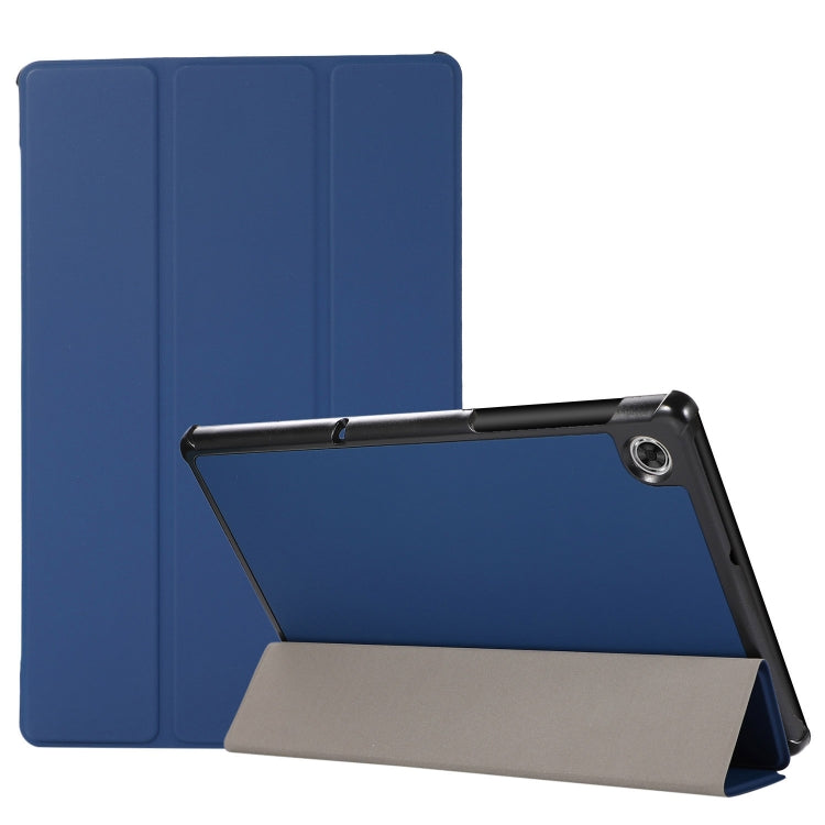 3-folding Skin Texture Horizontal Flip TPU + PU Leather Case with Holder For Lenovo M10 Plus