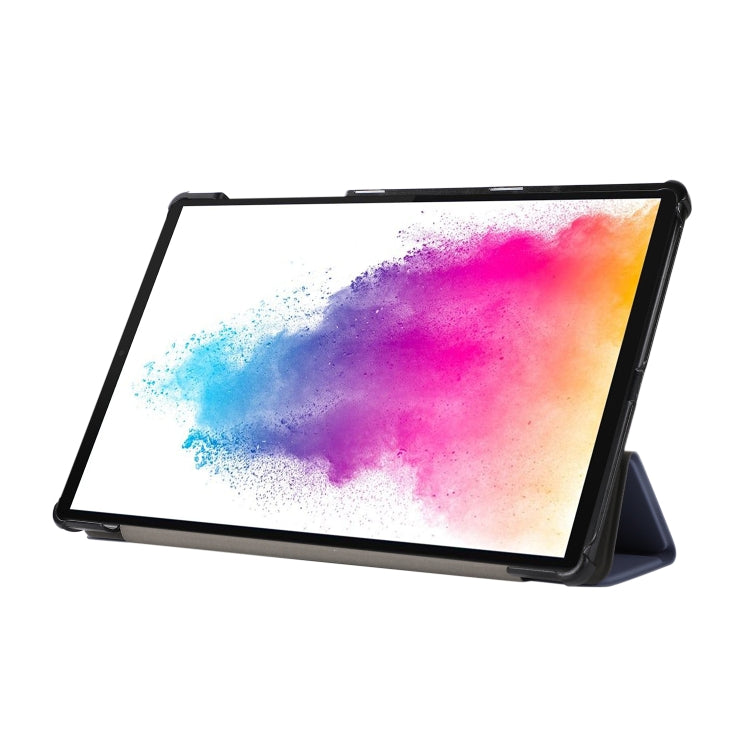 3-folding Skin Texture Horizontal Flip TPU + PU Leather Case with Holder For Lenovo M10 Plus