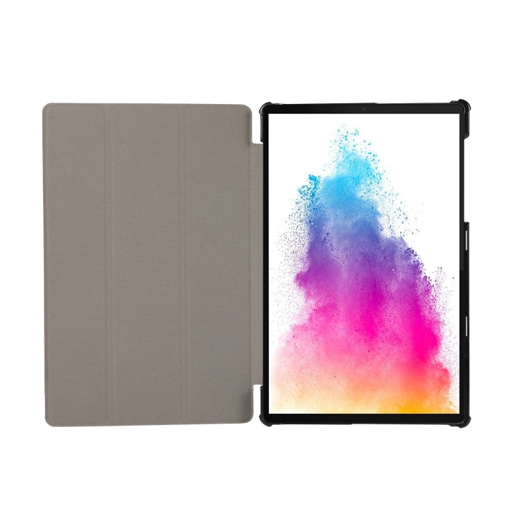 3-folding Skin Texture Horizontal Flip TPU + PU Leather Case with Holder For Lenovo M10 Plus
