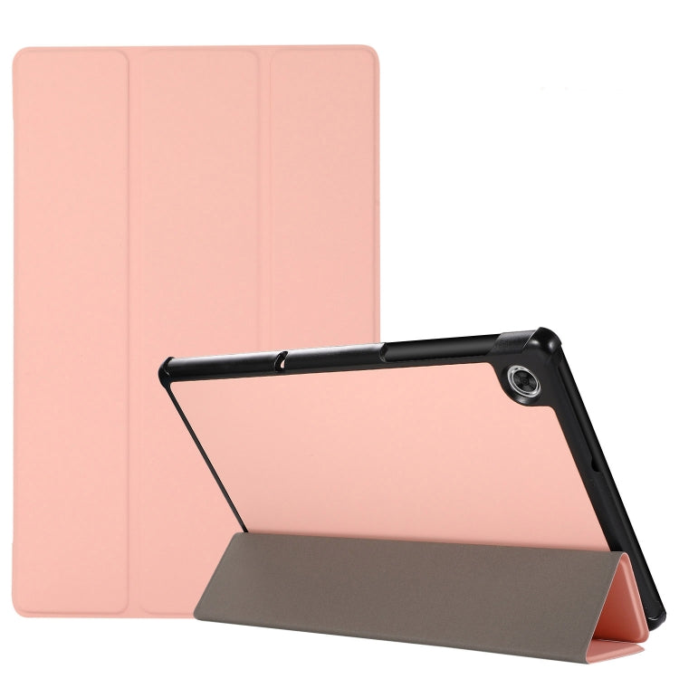 3-folding Skin Texture Horizontal Flip TPU + PU Leather Case with Holder For Lenovo M10 Plus