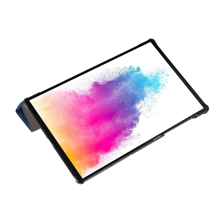 3-folding Skin Texture Horizontal Flip TPU + PU Leather Case with Holder For Lenovo M10 Plus