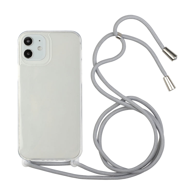 For iPhone 12 Pro Max Shockproof Ultra-thin TPU + Acrylic Protective Case with Lanyard