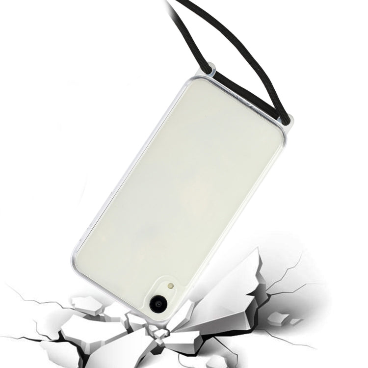 For iPhone XR Shockproof Ultra-thin TPU + Acrylic Protective Case with Lanyard