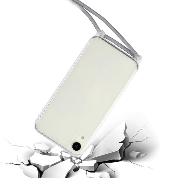 For iPhone XR Shockproof Ultra-thin TPU + Acrylic Protective Case with Lanyard