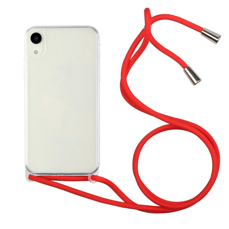 For iPhone XR Shockproof Ultra-thin TPU + Acrylic Protective Case with Lanyard