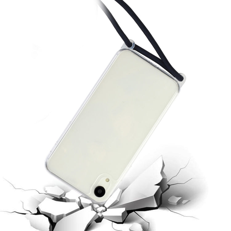 For iPhone XR Shockproof Ultra-thin TPU + Acrylic Protective Case with Lanyard