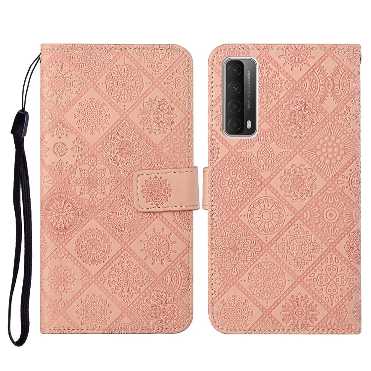 For Huawei P smart 2021 Ethnic Style Embossed Pattern Horizontal Flip Leather Case with Holder & Card Slots & Wallet & Lanyard