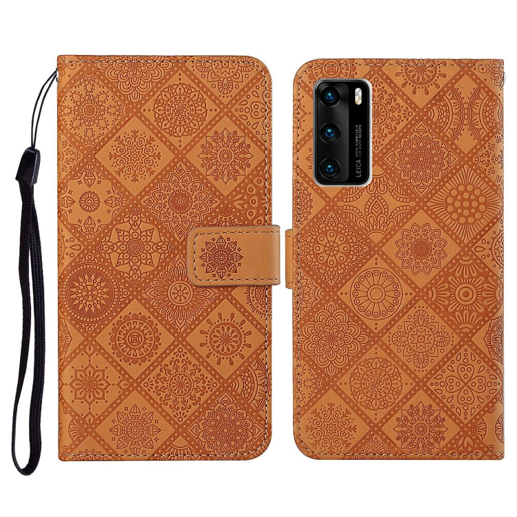 For Huawei P40 Ethnic Style Embossed Pattern Horizontal Flip Leather Case with Holder & Card Slots & Wallet & Lanyard