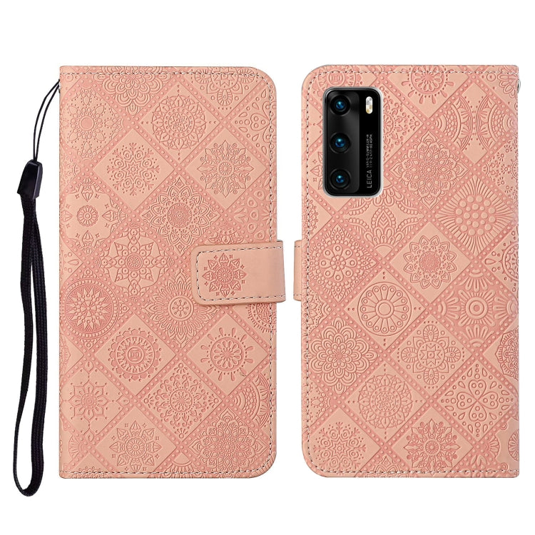 For Huawei P40 Ethnic Style Embossed Pattern Horizontal Flip Leather Case with Holder & Card Slots & Wallet & Lanyard