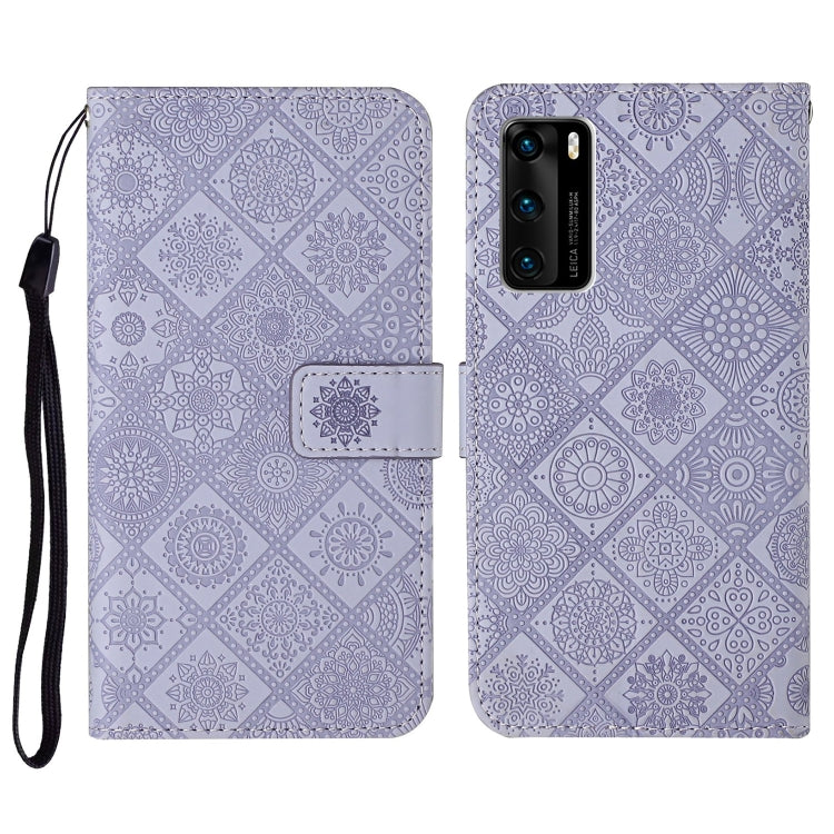 For Huawei P40 Ethnic Style Embossed Pattern Horizontal Flip Leather Case with Holder & Card Slots & Wallet & Lanyard