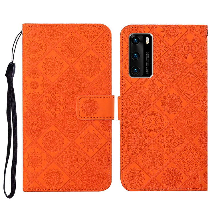 For Huawei P40 Ethnic Style Embossed Pattern Horizontal Flip Leather Case with Holder & Card Slots & Wallet & Lanyard