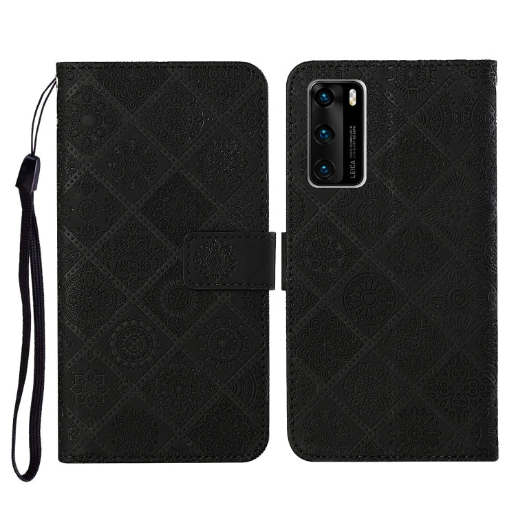 For Huawei P40 Ethnic Style Embossed Pattern Horizontal Flip Leather Case with Holder & Card Slots & Wallet & Lanyard