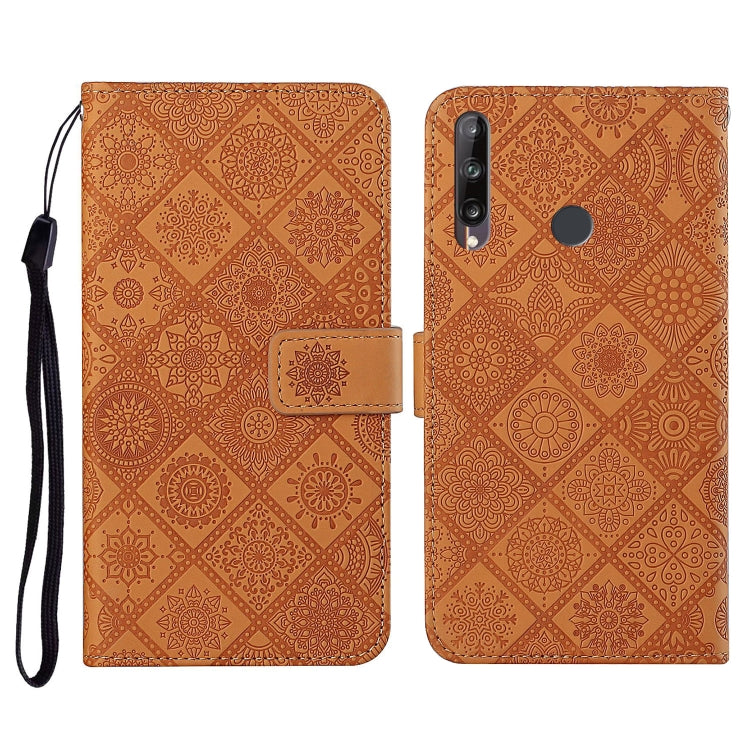 Huawei P40 lite E / Y7p Ethnic Style Embossed Pattern Horizontal Flip Leather Case with Holder & Card Slots & Wallet & Lanyard