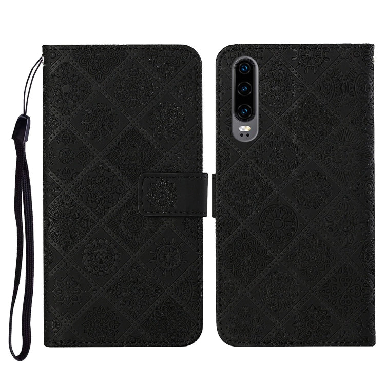 For Huawei P30 Ethnic Style Embossed Pattern Horizontal Flip Leather Case with Holder & Card Slots & Wallet & Lanyard