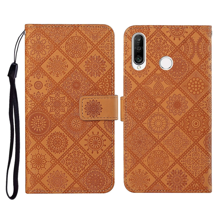 For Huawei P30 lite Ethnic Style Embossed Pattern Horizontal Flip Leather Case with Holder & Card Slots & Wallet & Lanyard