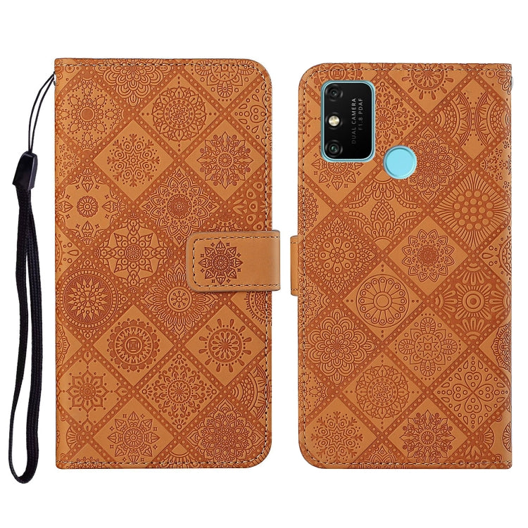 For Huawei Honor 9A Ethnic Style Embossed Pattern Horizontal Flip Leather Case with Holder & Card Slots & Wallet & Lanyard
