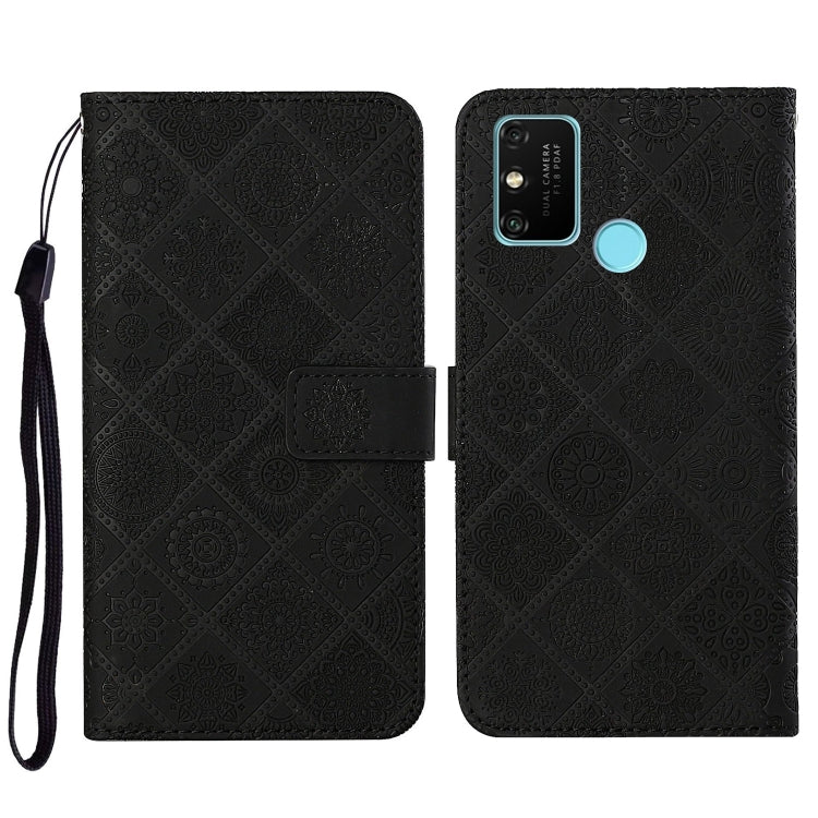 For Huawei Honor 9A Ethnic Style Embossed Pattern Horizontal Flip Leather Case with Holder & Card Slots & Wallet & Lanyard