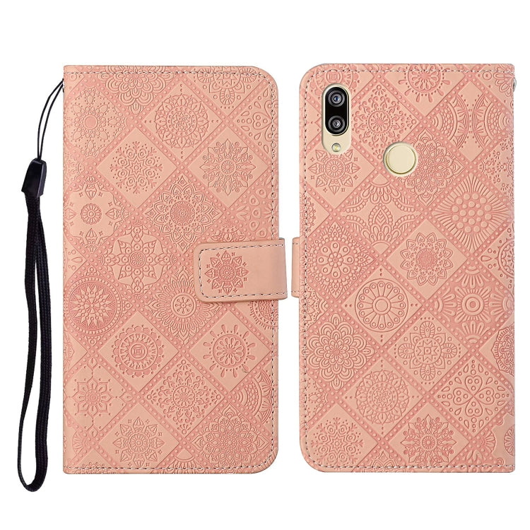 For Huawei Y7 (2019) Ethnic Style Embossed Pattern Horizontal Flip Leather Case with Holder & Card Slots & Wallet & Lanyard