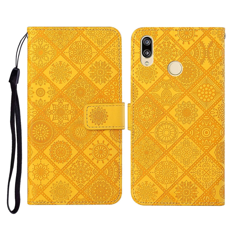 For Huawei Y7 (2019) Ethnic Style Embossed Pattern Horizontal Flip Leather Case with Holder & Card Slots & Wallet & Lanyard
