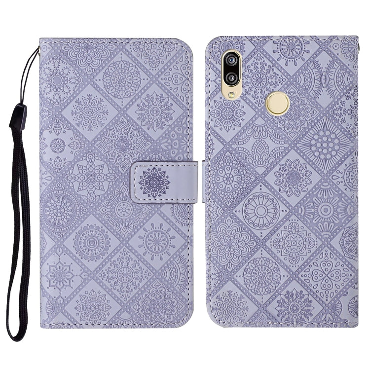 For Huawei Y7 (2019) Ethnic Style Embossed Pattern Horizontal Flip Leather Case with Holder & Card Slots & Wallet & Lanyard