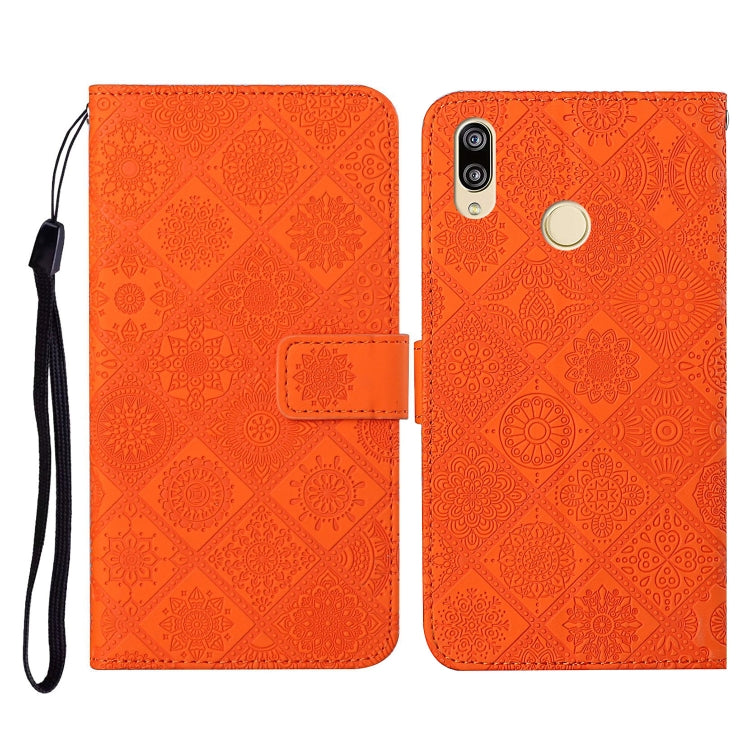 For Huawei Y7 (2019) Ethnic Style Embossed Pattern Horizontal Flip Leather Case with Holder & Card Slots & Wallet & Lanyard