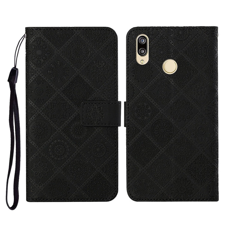 For Huawei Y7 (2019) Ethnic Style Embossed Pattern Horizontal Flip Leather Case with Holder & Card Slots & Wallet & Lanyard