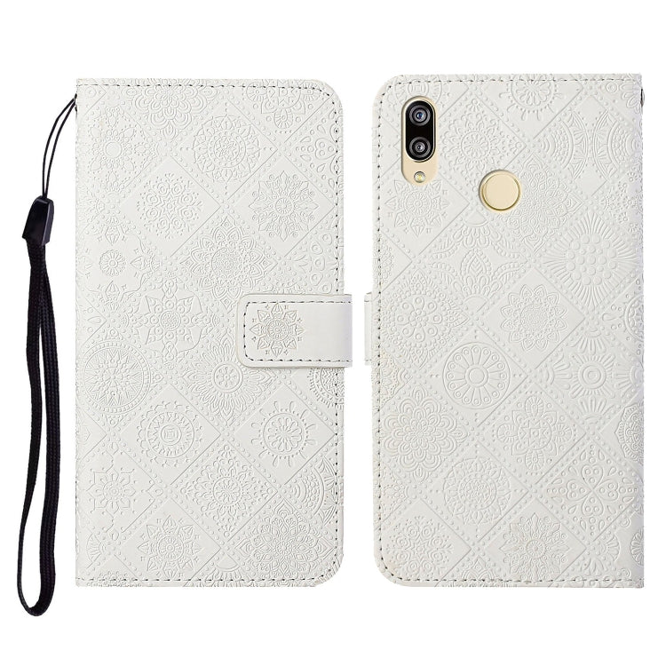 For Huawei Y7 (2019) Ethnic Style Embossed Pattern Horizontal Flip Leather Case with Holder & Card Slots & Wallet & Lanyard