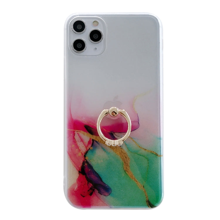 For iPhone 11 Double-sided Film IMD Shockproof TPU Protective Case with Ring Holder