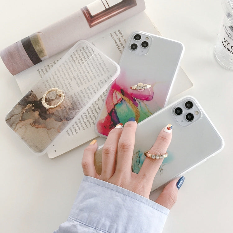 For iPhone 11 Double-sided Film IMD Shockproof TPU Protective Case with Ring Holder