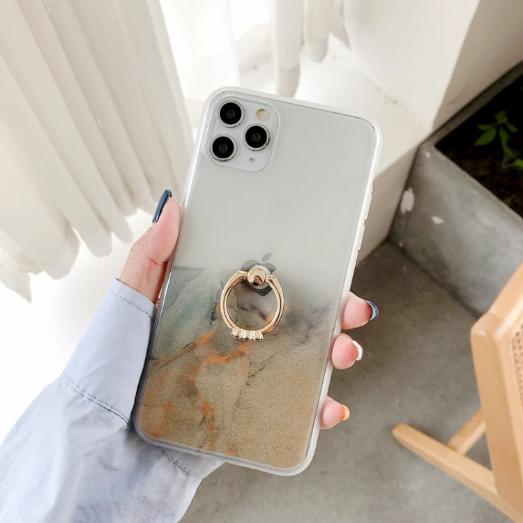 For iPhone 11 Pro Max Double-sided Film IMD Shockproof TPU Protective Case with Ring Holder