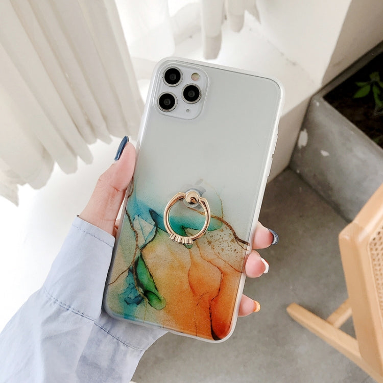 For iPhone 12 mini Double-sided Film IMD Shockproof TPU Protective Case with Ring Holder