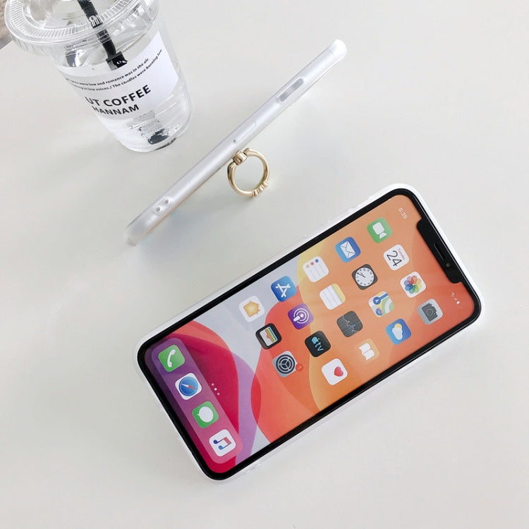 For iPhone 12 / 12 Pro Double-sided Film IMD Shockproof TPU Protective Case with Ring Holder