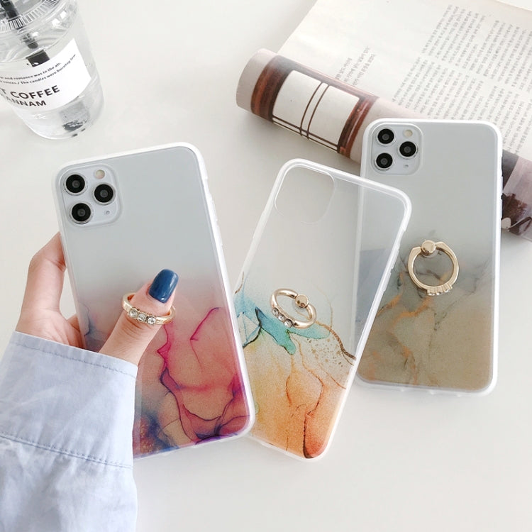 For iPhone 12 Pro Max Double-sided Film IMD Shockproof TPU Protective Case with Ring Holder