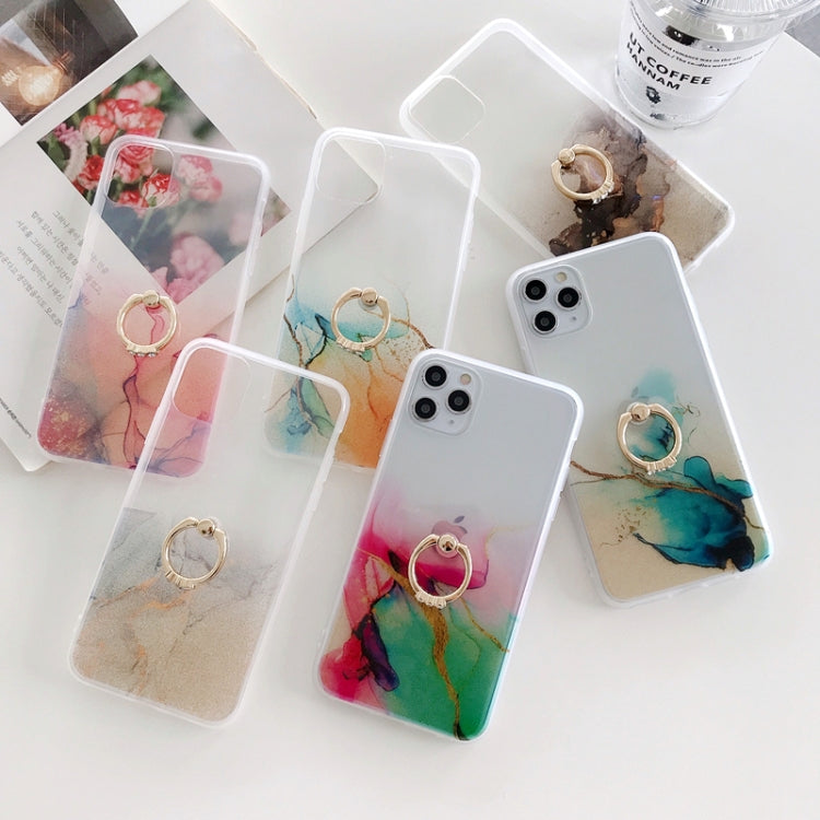 For iPhone 12 Pro Max Double-sided Film IMD Shockproof TPU Protective Case with Ring Holder