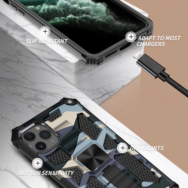 For iPhone 12 mini Camouflage Armor Shockproof TPU + PC Magnetic Protective Case with Holder
