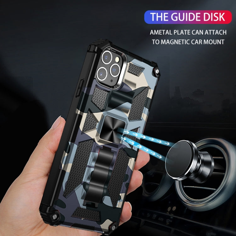 For iPhone 12 mini Camouflage Armor Shockproof TPU + PC Magnetic Protective Case with Holder