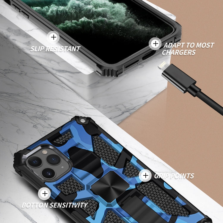 For iPhone 12 mini Camouflage Armor Shockproof TPU + PC Magnetic Protective Case with Holder