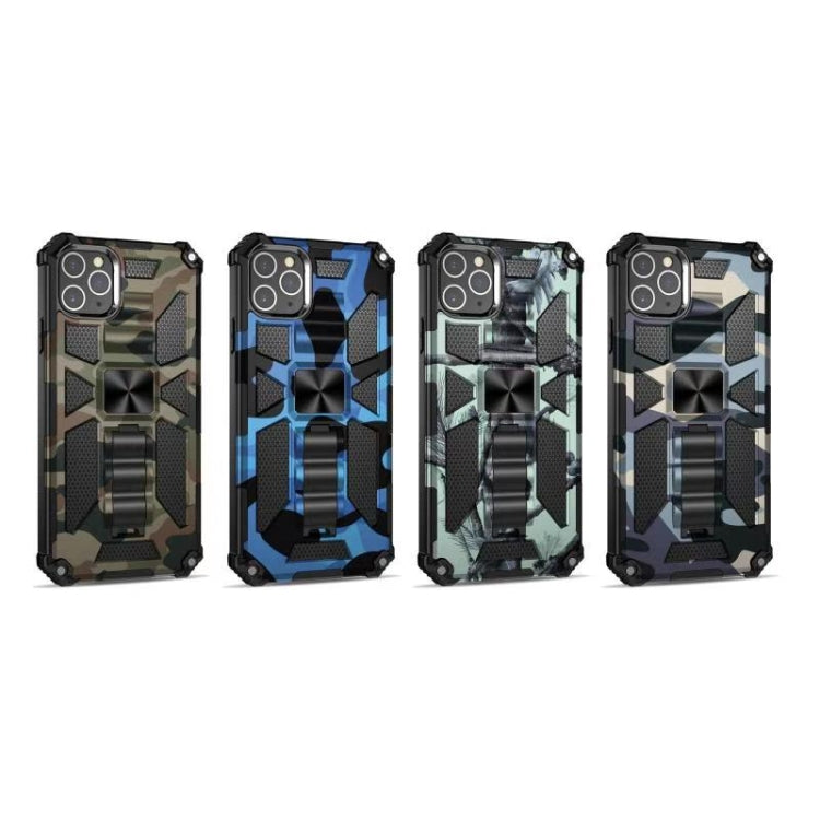 For iPhone 12 mini Camouflage Armor Shockproof TPU + PC Magnetic Protective Case with Holder