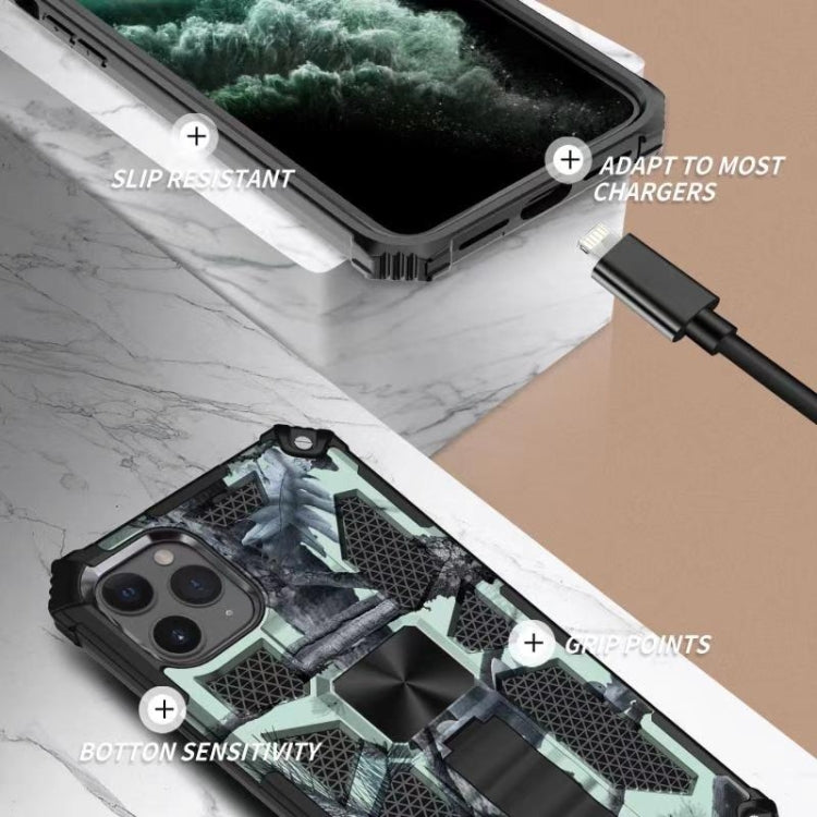 For iPhone 12 / 12 Pro Camouflage Armor Shockproof TPU + PC Magnetic Protective Case with Holder