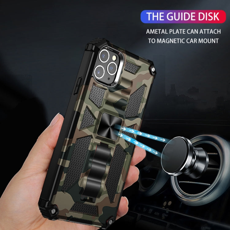 For iPhone 12 / 12 Pro Camouflage Armor Shockproof TPU + PC Magnetic Protective Case with Holder