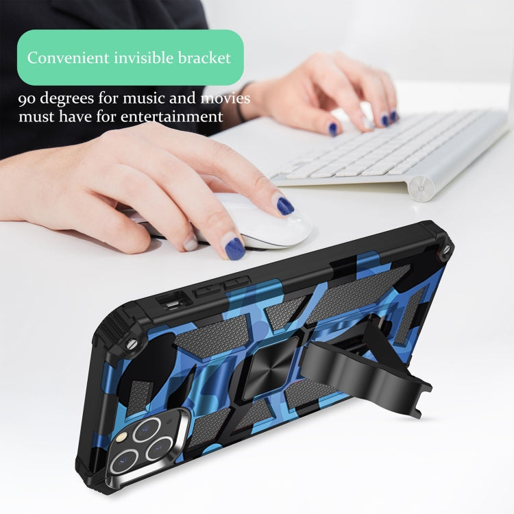 For iPhone 12 / 12 Pro Camouflage Armor Shockproof TPU + PC Magnetic Protective Case with Holder