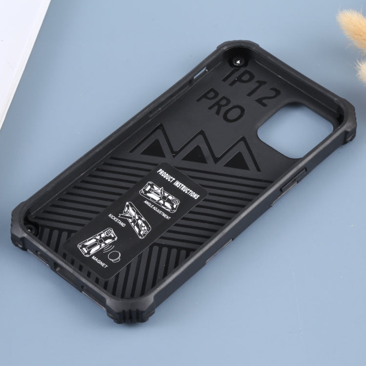 For iPhone 12 / 12 Pro Camouflage Armor Shockproof TPU + PC Magnetic Protective Case with Holder
