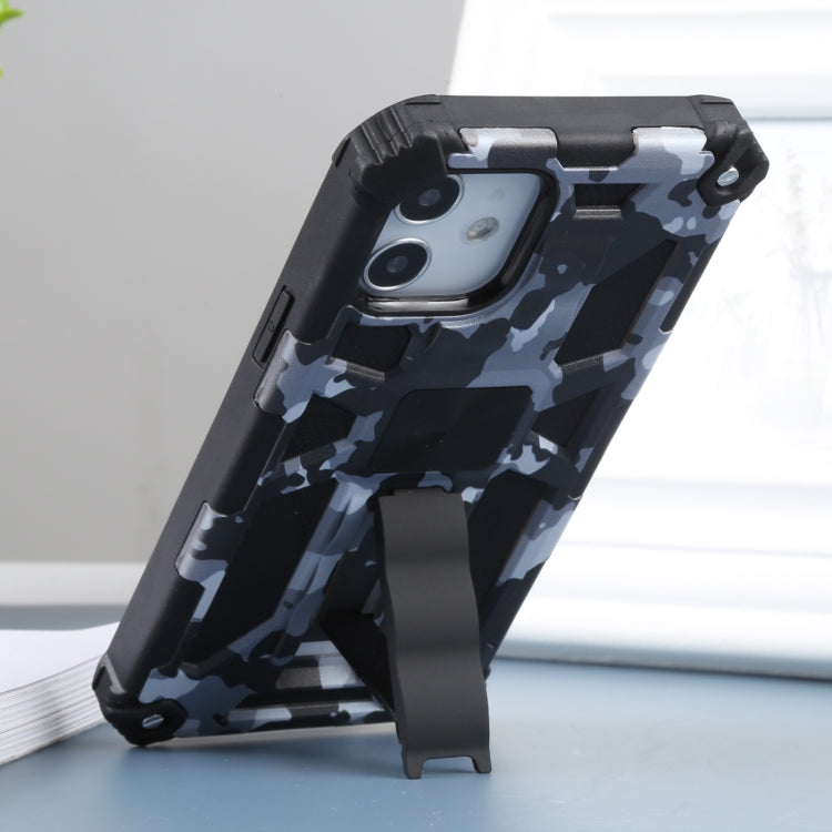 For iPhone 12 / 12 Pro Camouflage Armor Shockproof TPU + PC Magnetic Protective Case with Holder