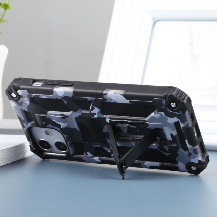 For iPhone 12 / 12 Pro Camouflage Armor Shockproof TPU + PC Magnetic Protective Case with Holder