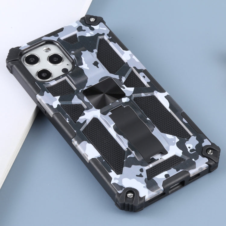 For iPhone 12 Pro Max Camouflage Armor Shockproof TPU + PC Magnetic Protective Case with Holder